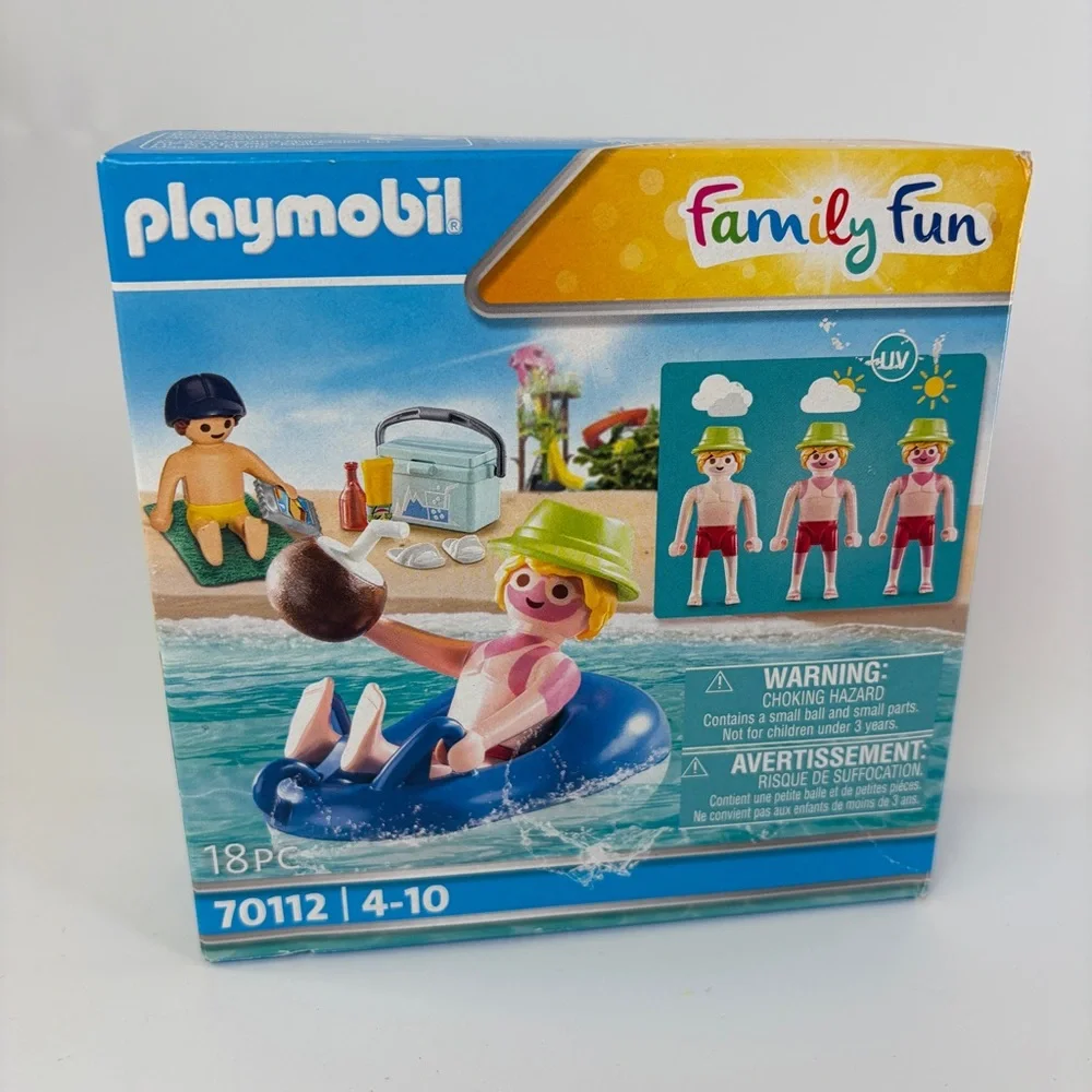 NIB Playmobil Family Fun 70112‎ Sunburnt Swimmer with Boat Beach